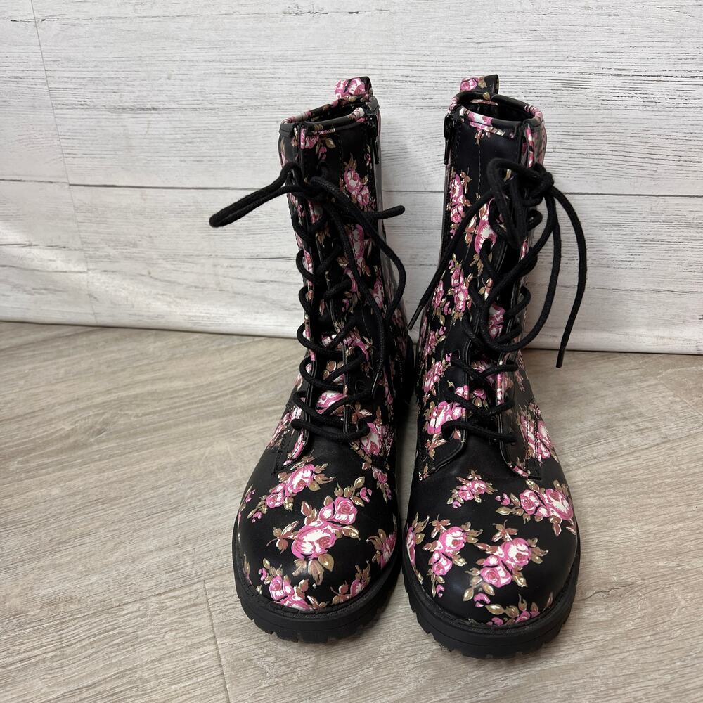 Jellypop Boots Womens Size 9M Black Ramsey Floral Chunky Combat Y2K 90's - Picture 2 of 16